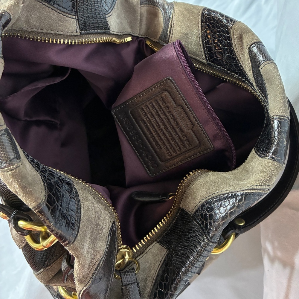 Coach Patchwork Suede Leather Chain Shoulder Bag … - image 10